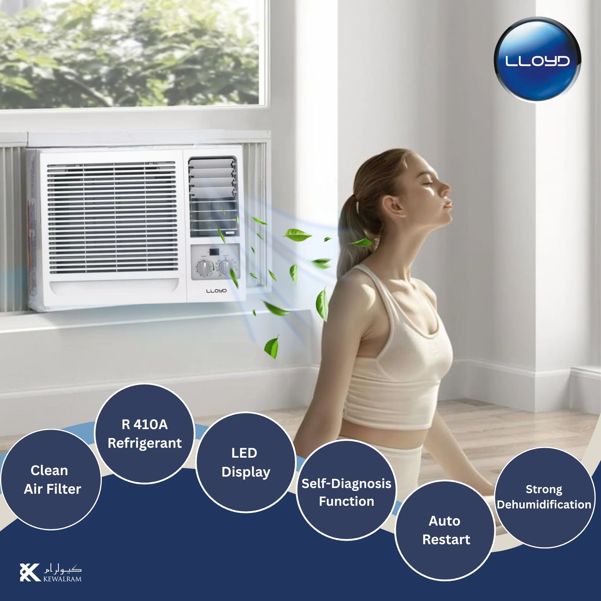 Lloyd 1.5 Ton Window Air Conditioner (AC), 6 Star Rating 18,500 BTU, GOW18B41TQCL