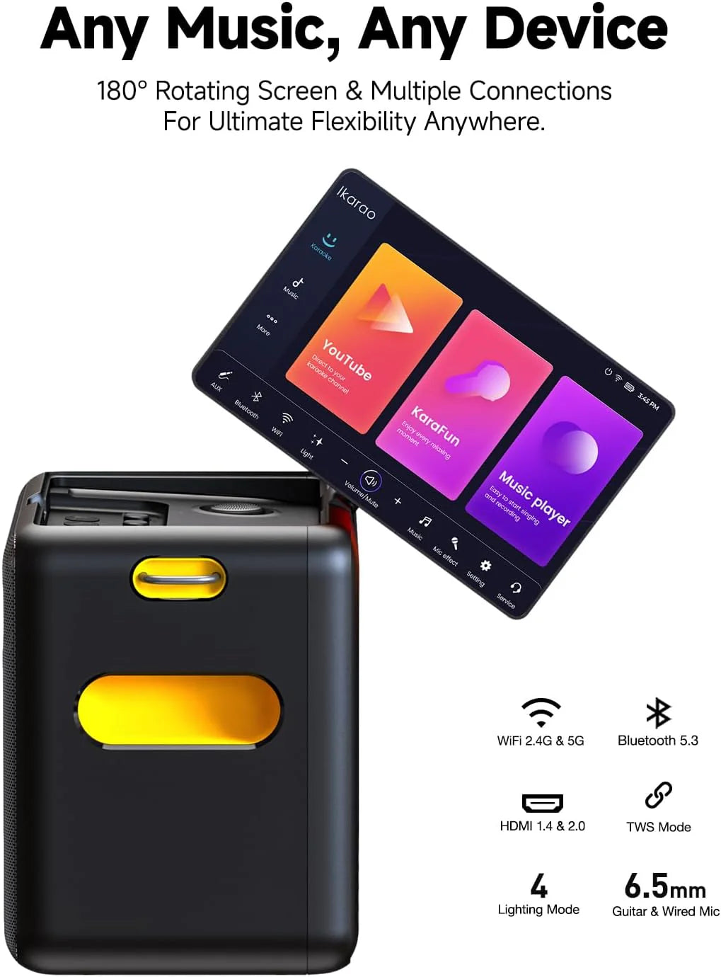 Ikarao Karaoke Machine for Adults, with Lyrics Display, 64GB Karaoke Tablet, 2 Wireless Microphone, IK-BREAKX2