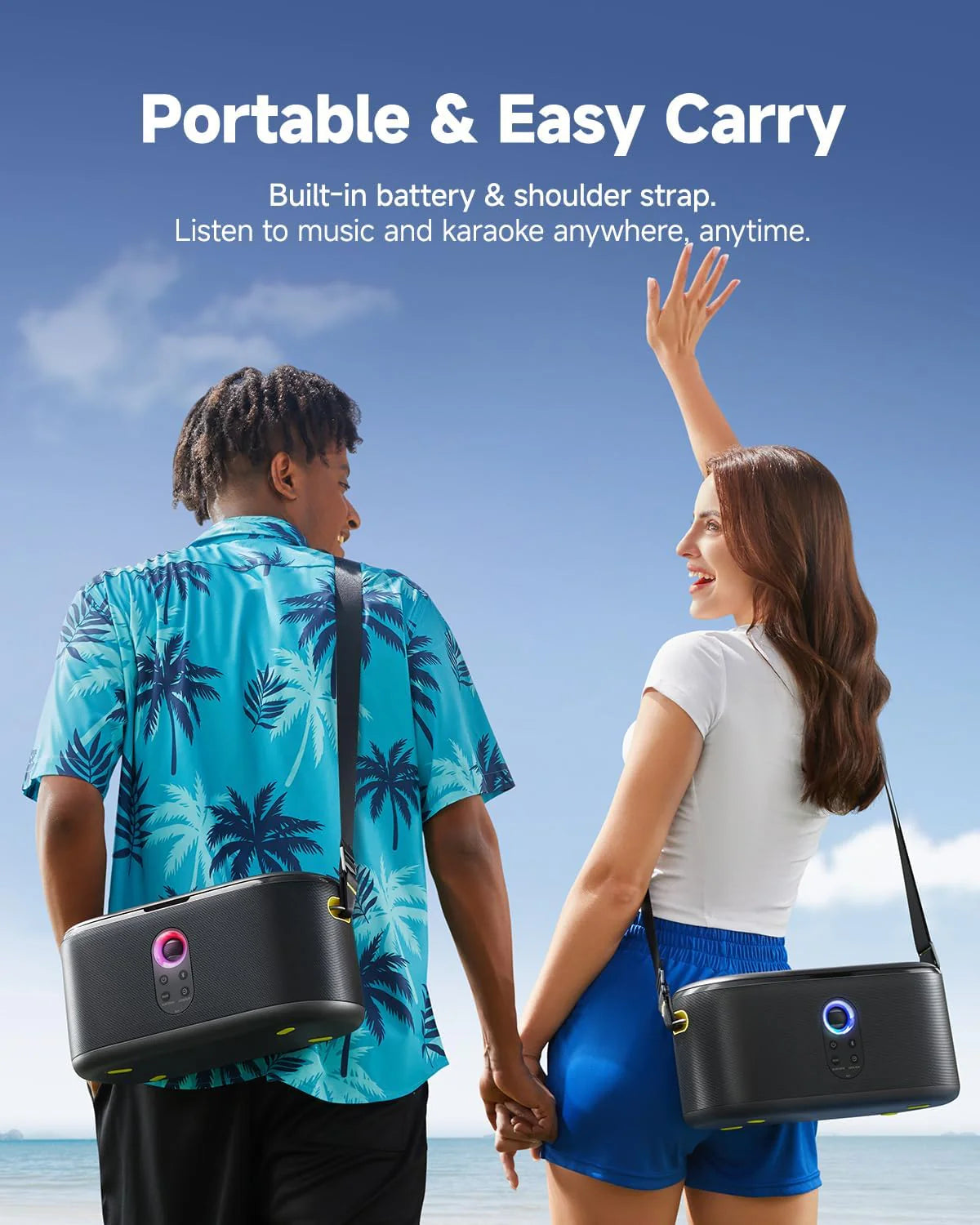 Ikarao Karaoke Machine for Adults & Kids with Screen Lyrics Display, 2 Wireless Microphones Auto-Charging, Portable Bluetooth Speaker, WiFi/HDMI, IK-SHELLS1