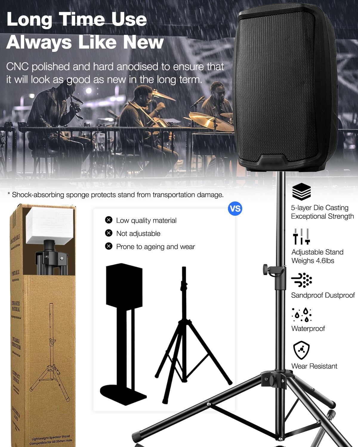 Ikarao Adjustable Height Speaker Stand Universal Tripod, 33" to 43" Extender,IK-X1X2STAND