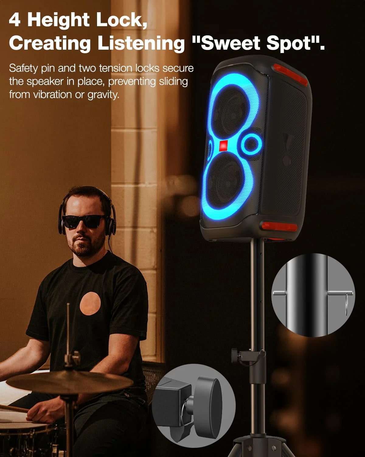 Ikarao Adjustable Height Speaker Stand Universal Tripod, 33" to 43" Extender,IK-X1X2STAND