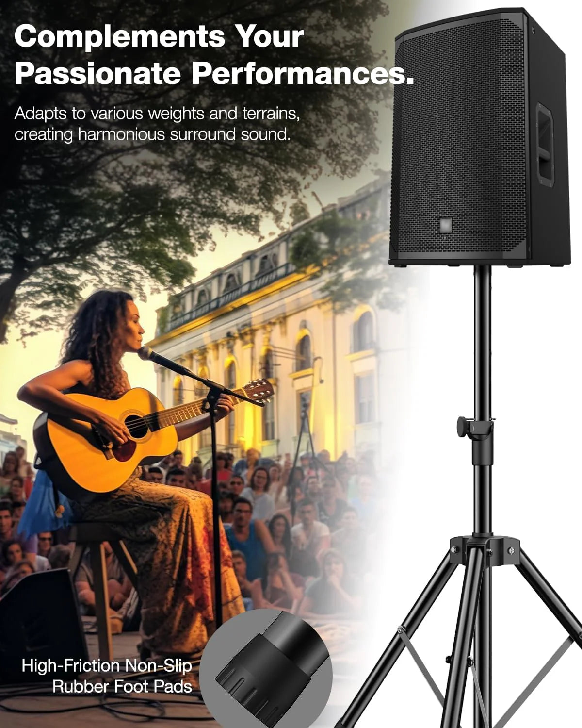 Ikarao Adjustable Height Speaker Stand Universal Tripod, 33" to 43" Extender,IK-X1X2STAND