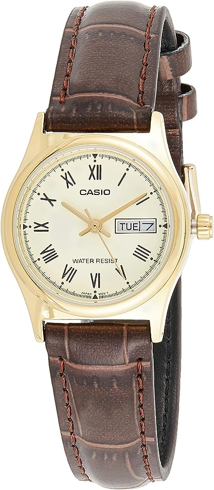Casio Dress Women's Watch Brown LTP-V006GL-9BUDF Leather Band Water-Resistant Quartz Movement Classic Style Fashionable Durable Affordable Halabh.com
