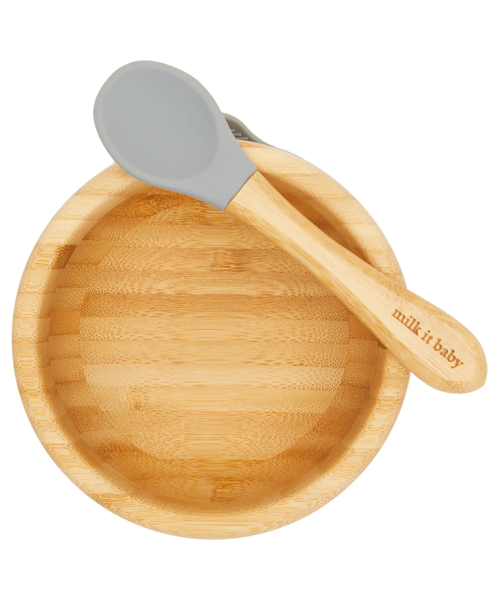 Milk It Baby Bamboo Suction Baby Bowl & Spoon Set Berry Blue - MI-BAMBBB003