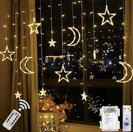 LED Curtain Decoration le Star Moon USB Light Window Lights | Best Decoration Light in Bahrain | Halabh.com