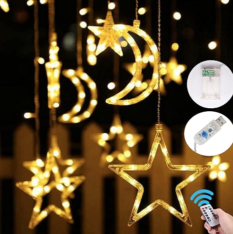 LED Curtain Decoration le Star Moon USB Light Window Lights | Best Decoration Light in Bahrain | Halabh.com