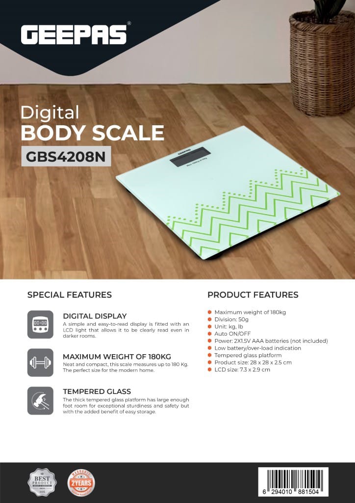 Geepas Electronic Personal Digital Scale Green