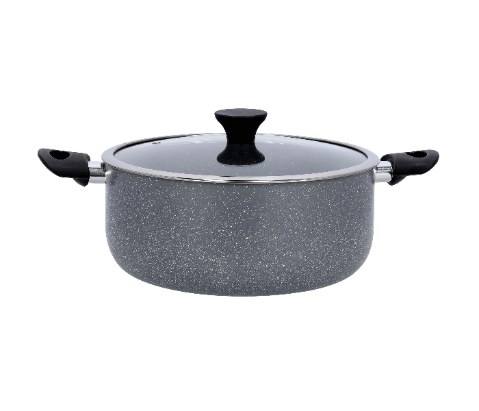 Delcasa 26cm Granite Coated Casserole With Glass Lid Grey
