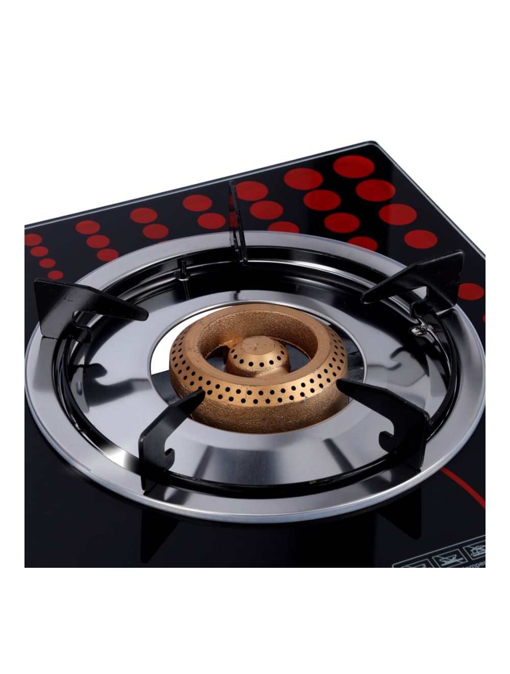 Krypton Tempered Glass Double Burner Gas Stove Auto Ignition Black