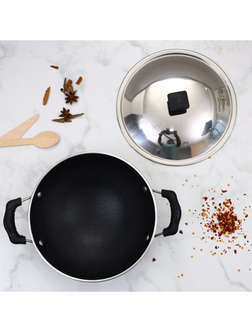 Royalford Appam Pan With Lid 22cm Black