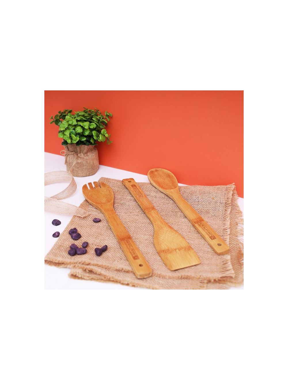Royalford 3 Pcs Bamboo Kitchen Tools Set