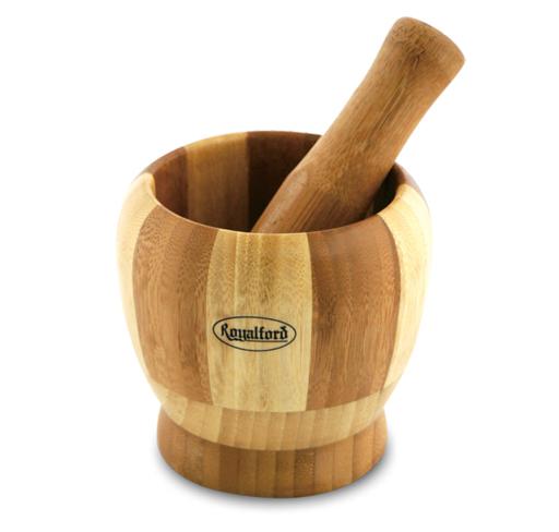 Royalford Bamboo Grinding Bowl Brown