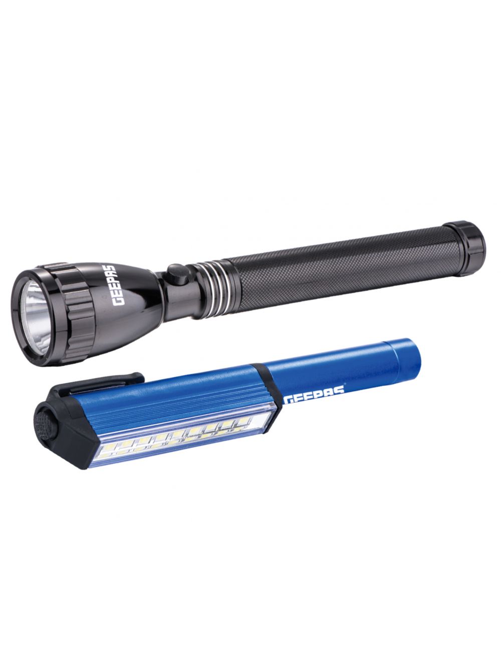 Geepas Waterproof Led Flashlight With Rechargeable Battery