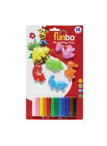 Funbo Modelling Clay 150g 12 Colors 6 Dino 3D Moulds FO-MC-150-12+6D