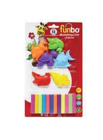 Funbo Modelling Clay 150g 12 Neon Colors 6 Ocean 3D Moulds FO-MC-150N-12+6OC
