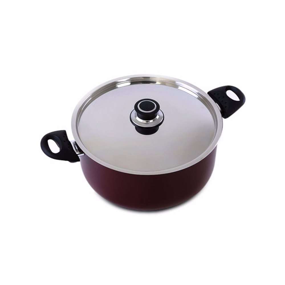 Royalford 28 cm Aluminum Cooking Pot with Lid Red