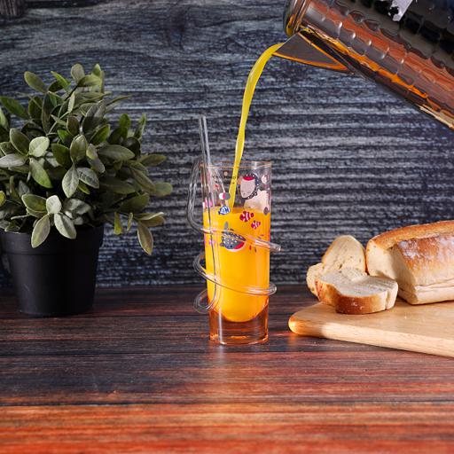 Royalford RF6167 Royalford Transparent Acrylic Glass With Straw Drinking Tube Straw Resistant Glass Clear Juice Cup