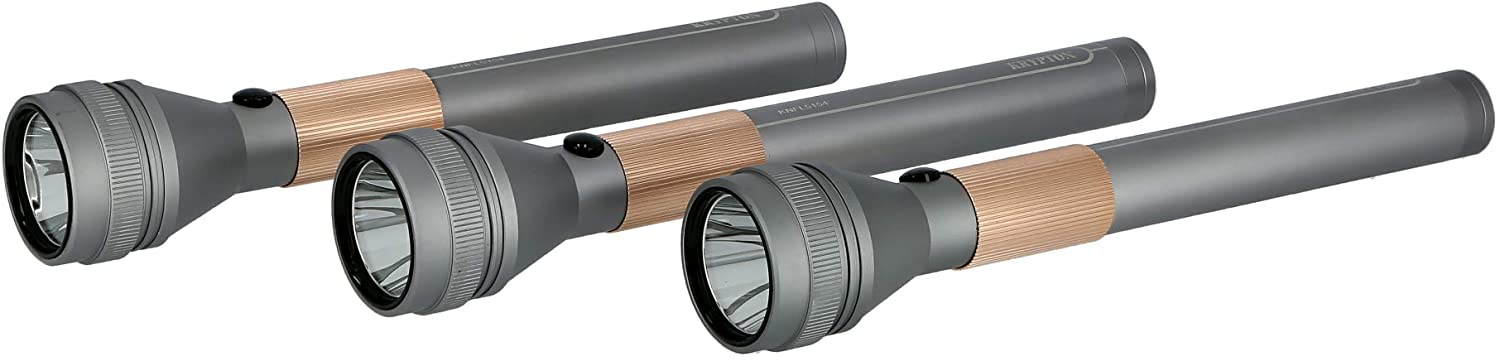 Krypton Rechargeable LED Flashlight Waterproof Silver & Gold