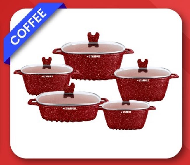 Star gold 10PCs Marble Cookware Set