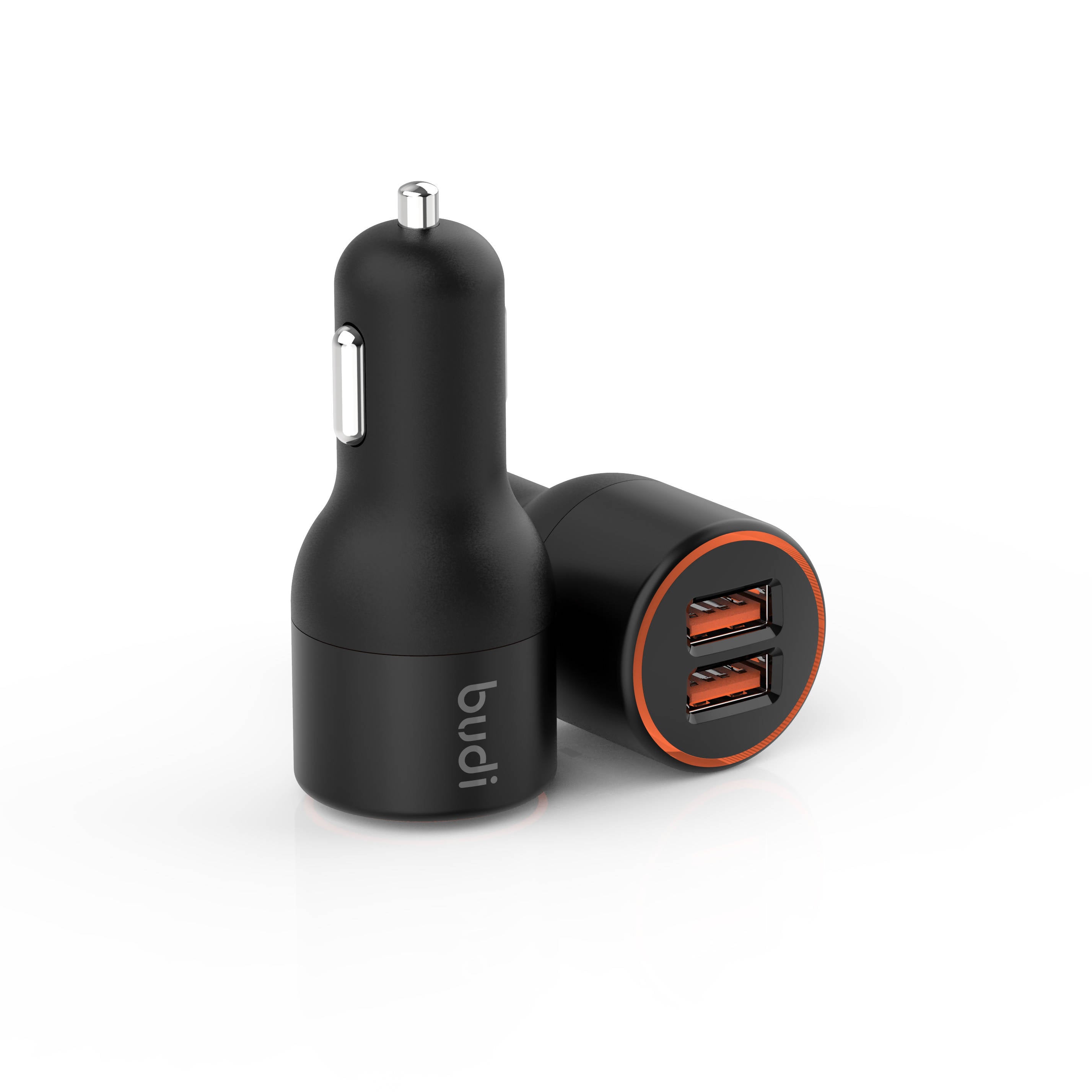 Budi 2 USB Ports 36W Dual USB Quick Car Charge 3.0 Car Charger Black