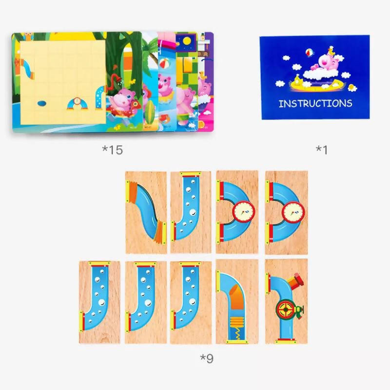 Wooden Hippo Bathing Jigsaw Puzzle Children's Enlightenment Education Toys