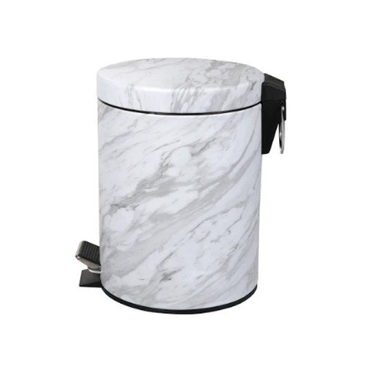 Royalford 20 Litre Marble Design Dust Bin White & Grey