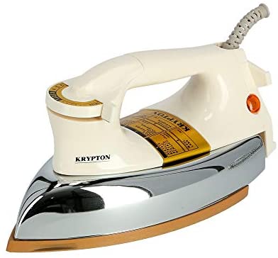 Krypton Automatic Dry Iron with Temperature Control White & Gold | reliable performance | lightweight | variable steam settings | safety features | stylish | even heat distribution | Halabh.com