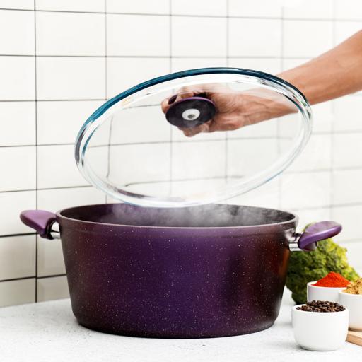 Royalford Aluminium Casserole With Durable Granite Coating Purple