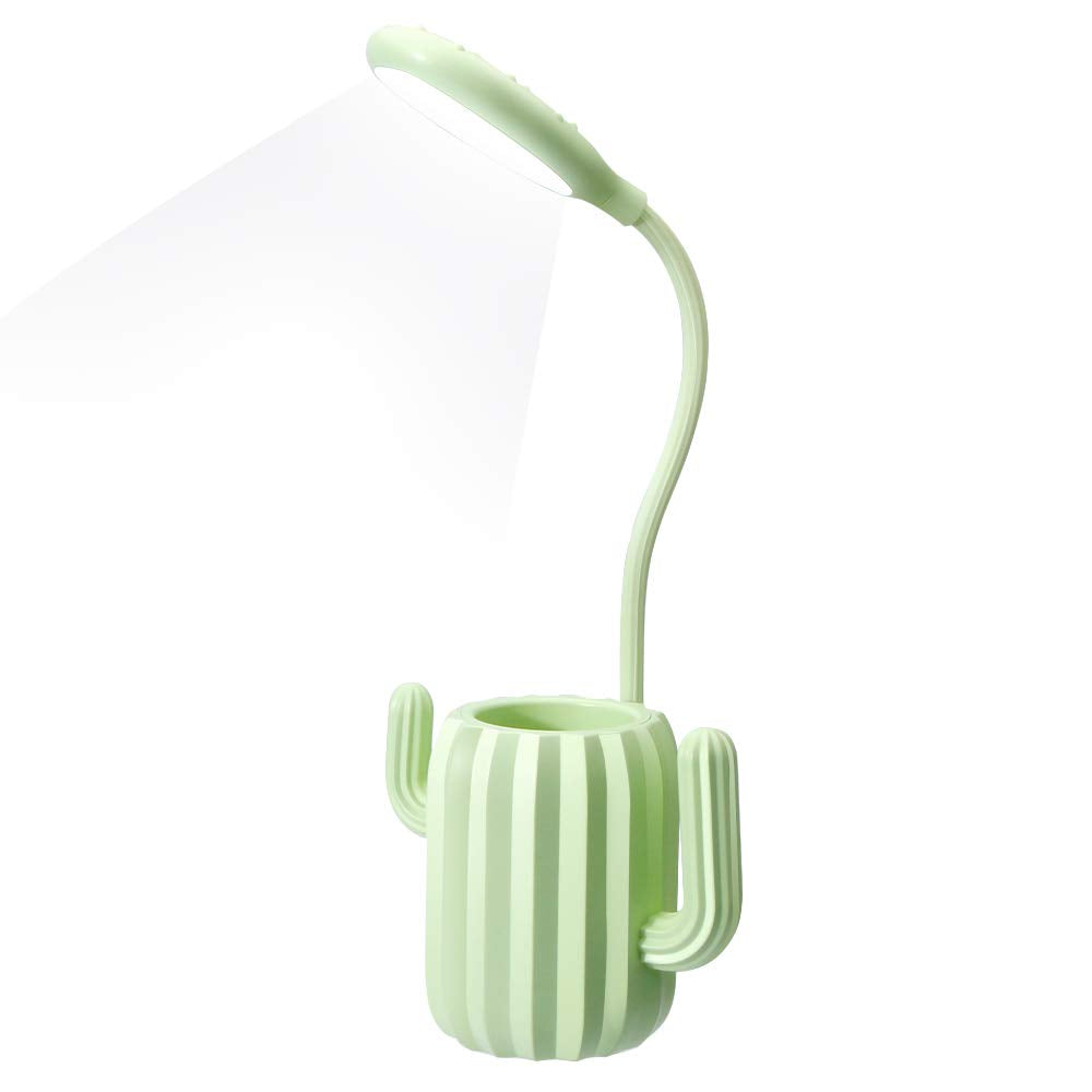 Cactus Pen Holder Table Lamp LED Desktop Eye Protecting Lamp Rechargeable Reading Light Bedside Night Light Desk Light