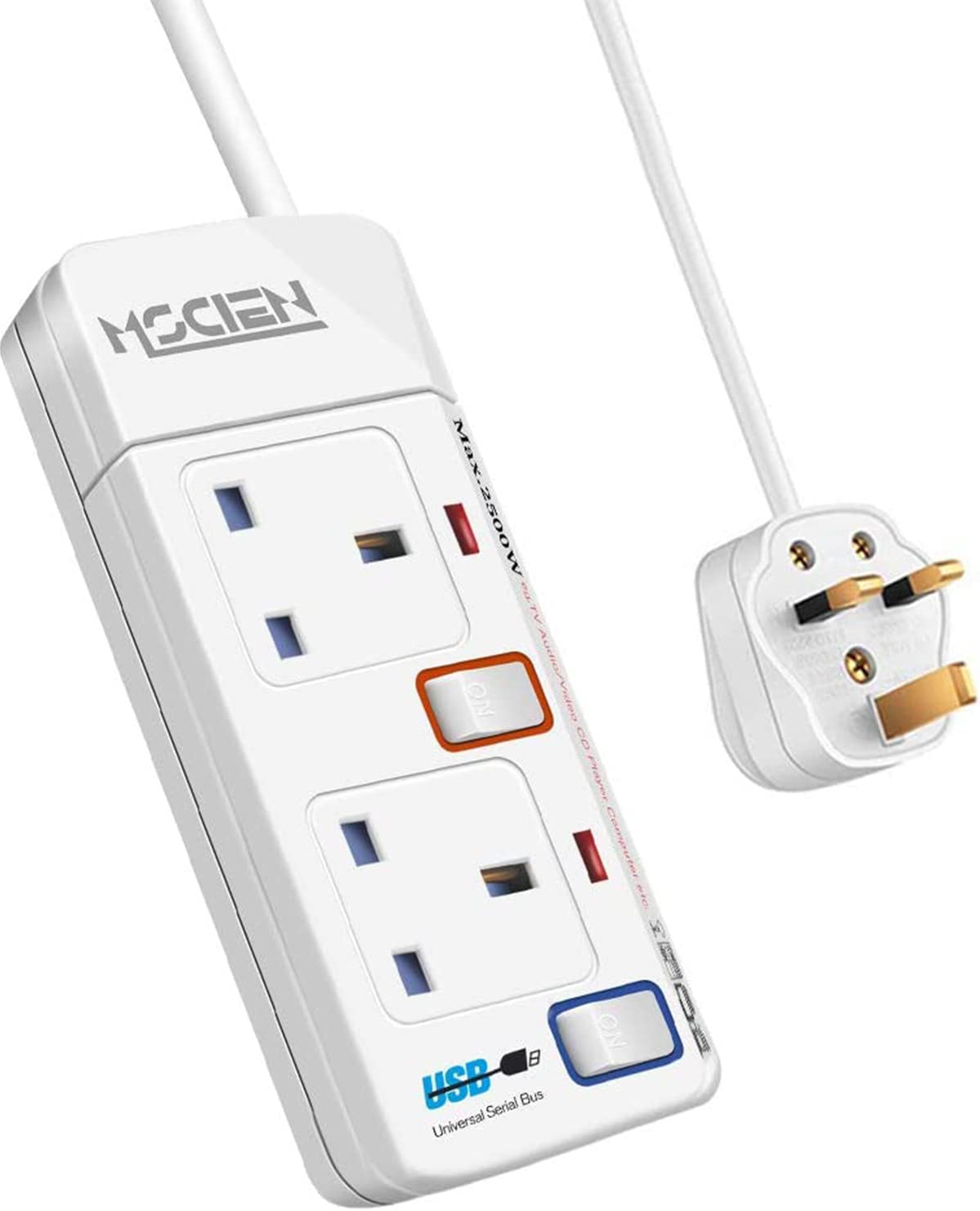 Mscien 2 Way 5M Extension Cords Double Wall Mounted | Outlet | USB | Extension Cord | Electronics | Home Improvement | Technology | Convenience | Protection | Versatility | Halabh.com