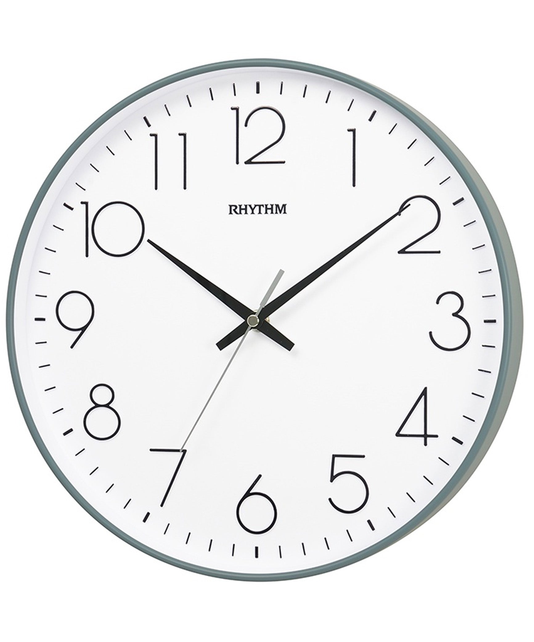 Rhythm Wall Clock Analog White Dial Grey Case