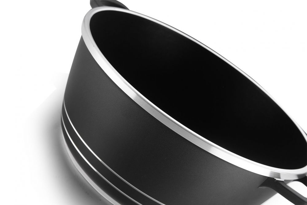 Royalford 36CM Classic Die Cast Aluminum Casserole Black & Stainless Steel