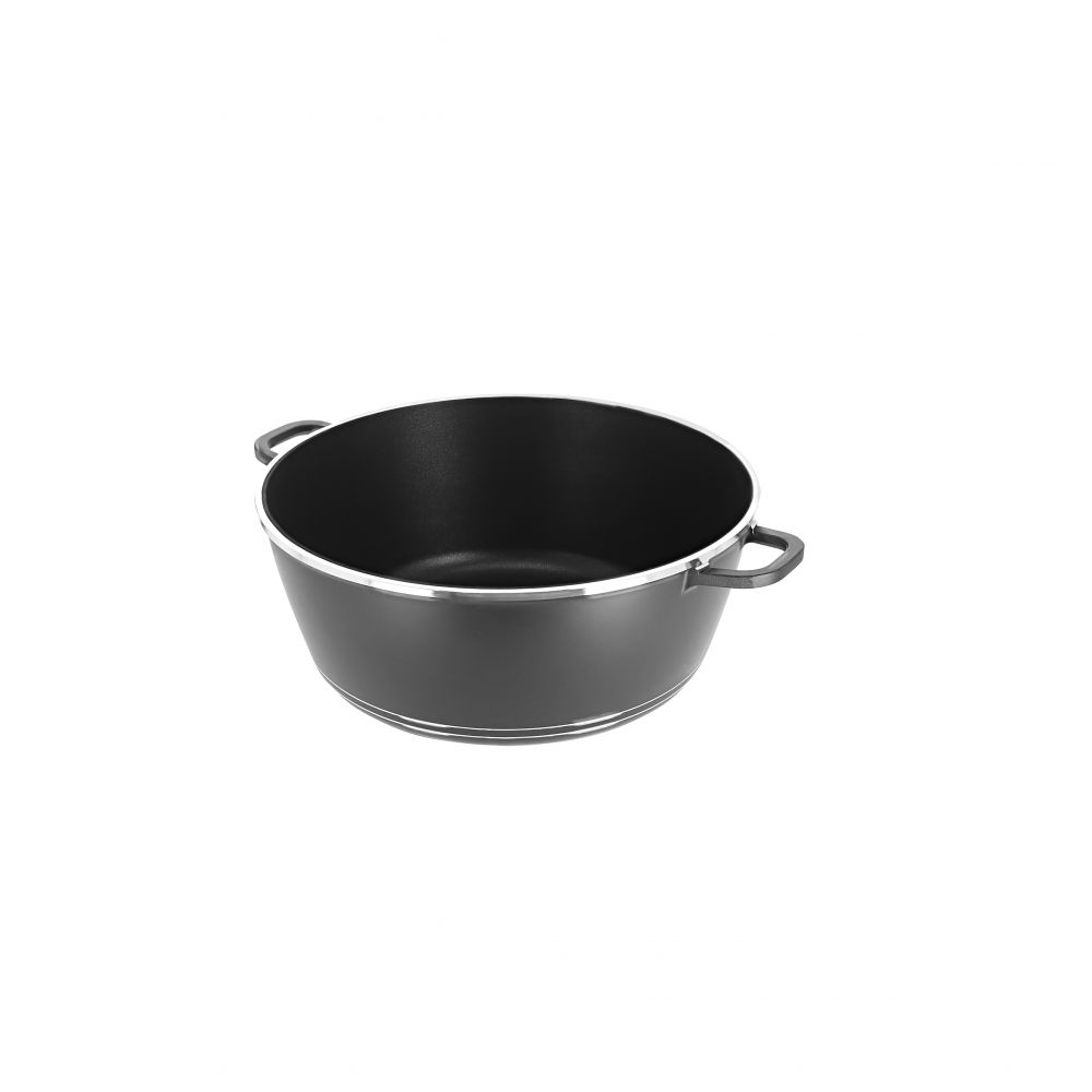 Royalford 36CM Classic Die Cast Aluminum Casserole Black & Stainless Steel