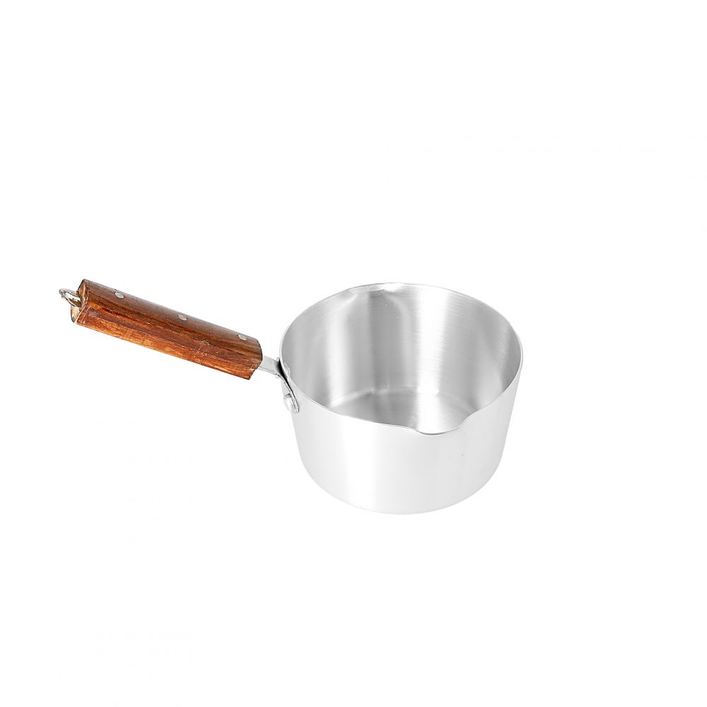 Royalford 7Inch Aluminium Milk Pan With Wooden Handle Silver