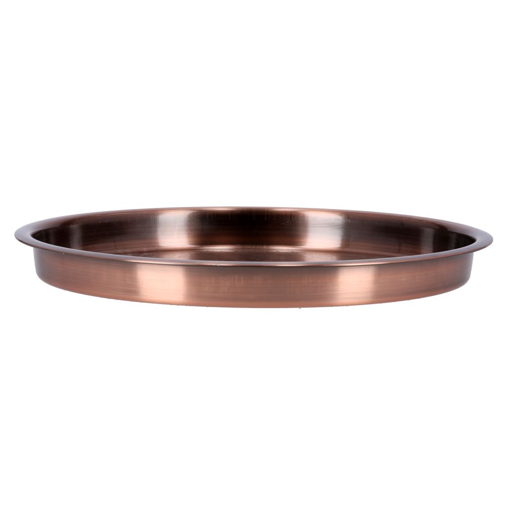 Royalford 40Cm Copper Plated Round Tray Brown