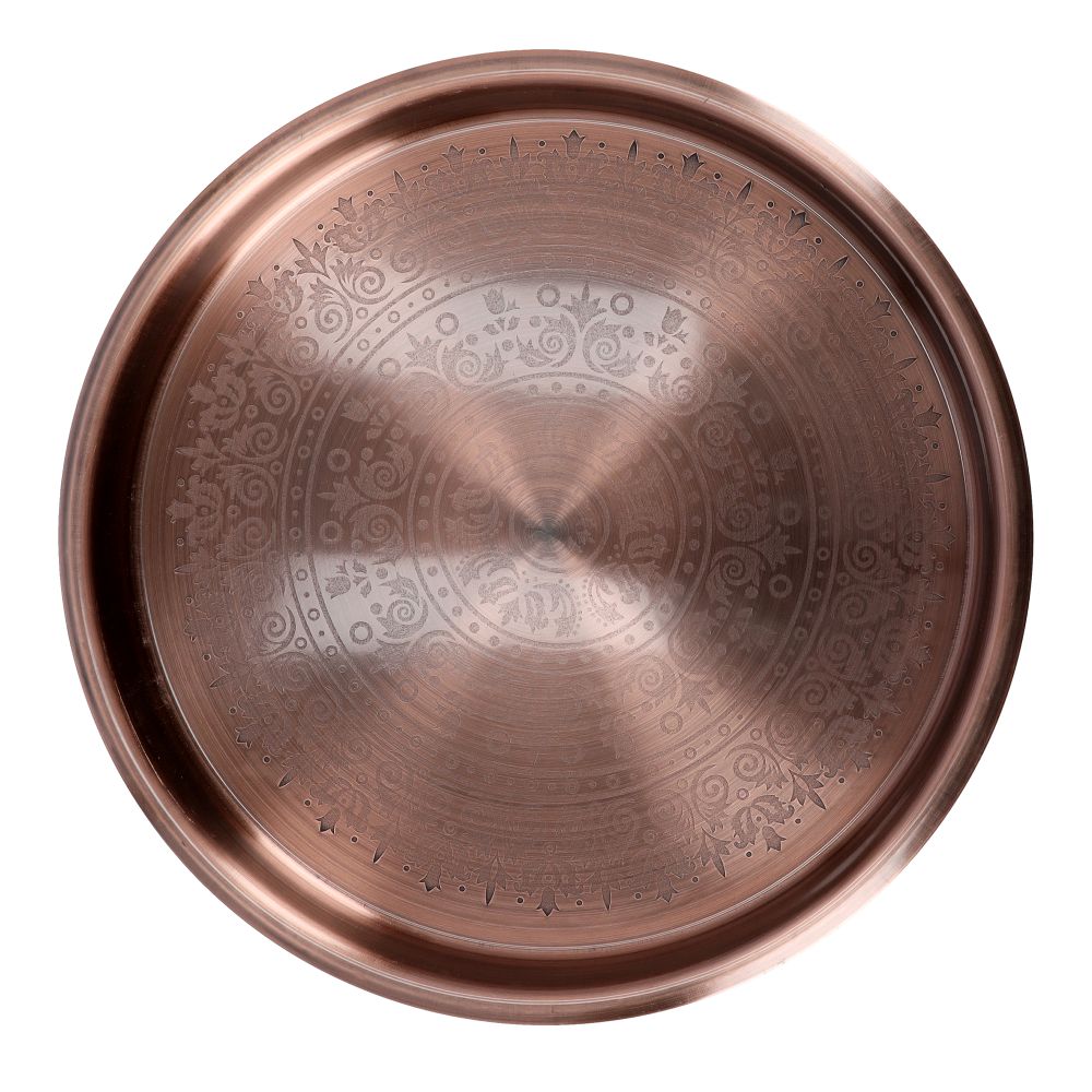 Royalford 40Cm Copper Plated Round Tray Brown