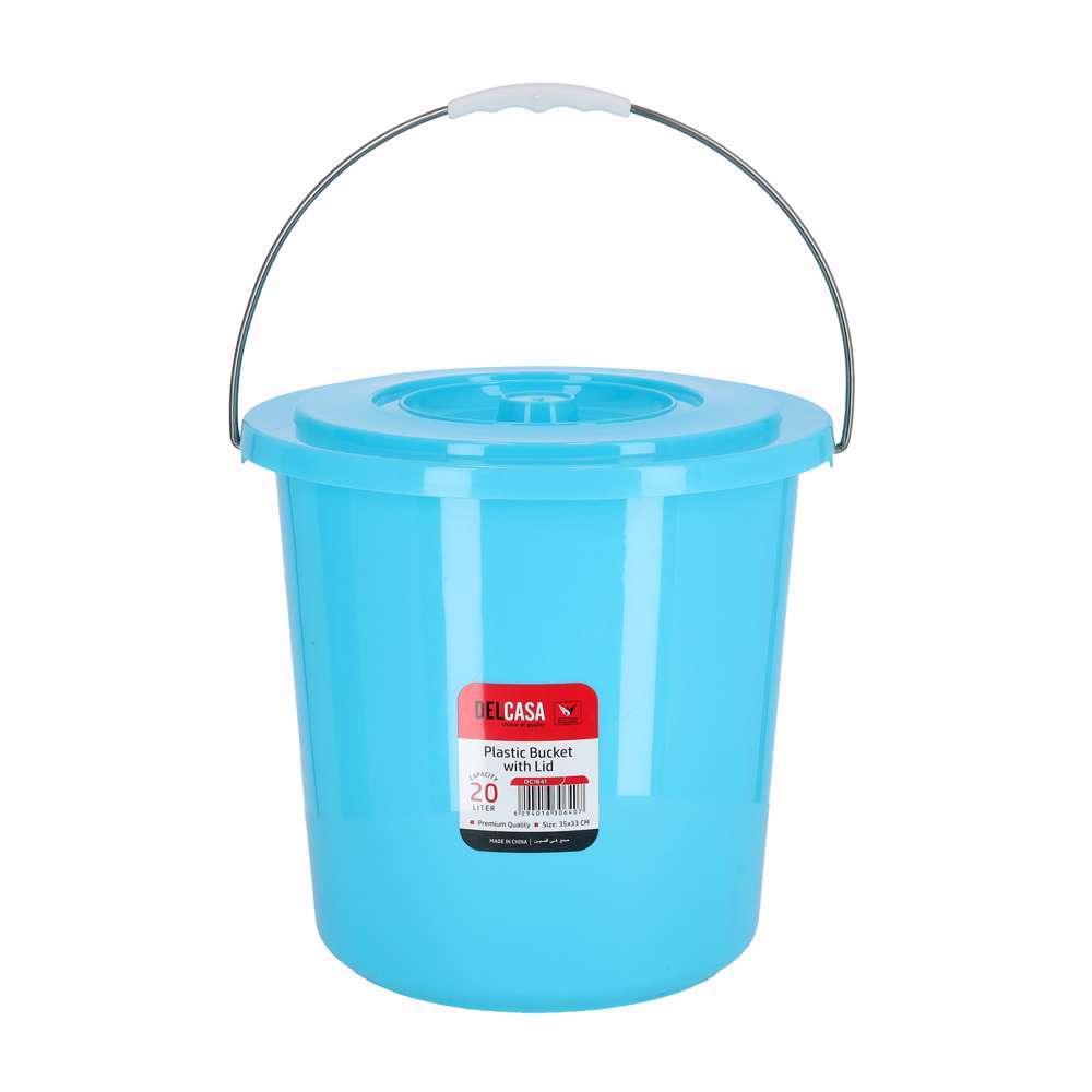 Delcasa Plastic Bucket with Lid | Capacity 20L | Color Blue | Bathroom Accessories in Bahrain | Halabh