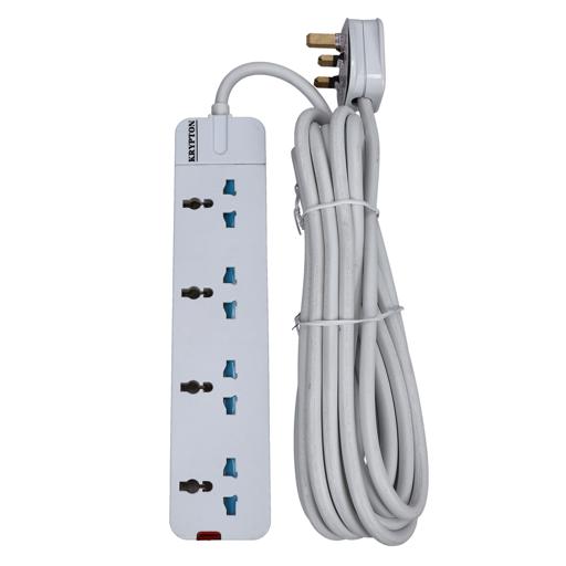 Krypton 4 Way Extension Socket 5 Meter White | Outlet | USB | Extension Cord | Electronics | Home Improvement | Technology | Convenience | Protection | Versatility | Halabh.com