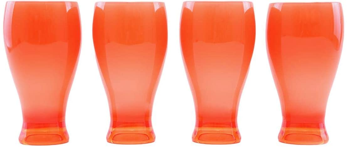 Royalford Acrylic Plain Shape Glass 4 Piece Set Orange