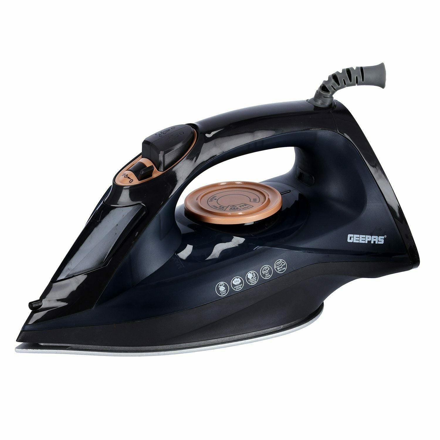 Geepas 2400W Iron Soleplate Power Steam | reliable performance | lightweight | variable steam settings | safety features | stylish | even heat distribution | Halabh.com