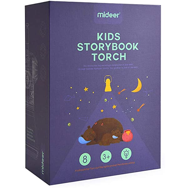 Mideer Light Projector Moonlight Story Projector Kids Storybook Torch Storybook Projector with 8pcs Story Reels Toldder Flashlight Toys with 8 Classical Fairy Tale Premium