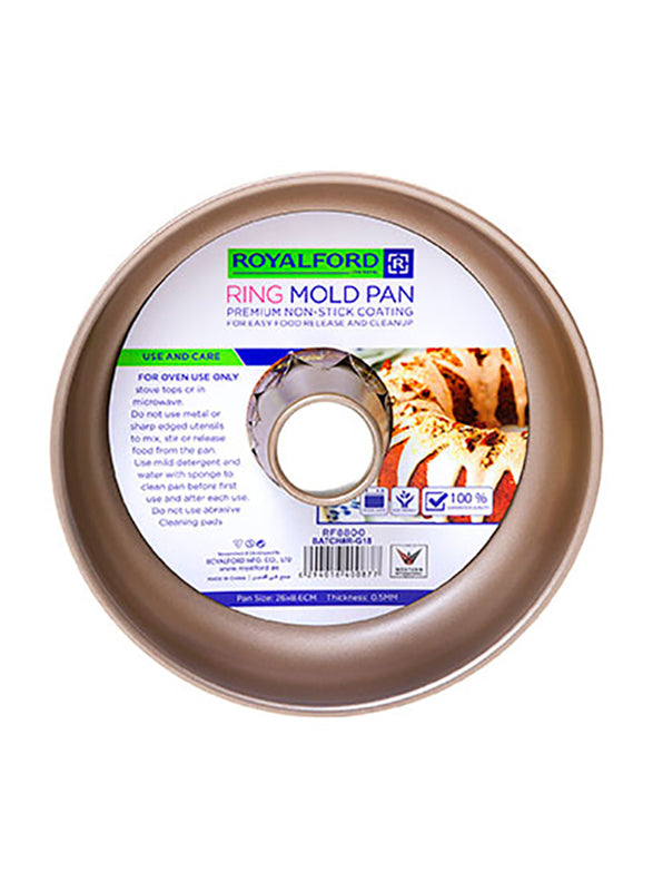 RoyalFord 26cm Stainless Steel Ring Mold Pan 26x8.6cm Gold