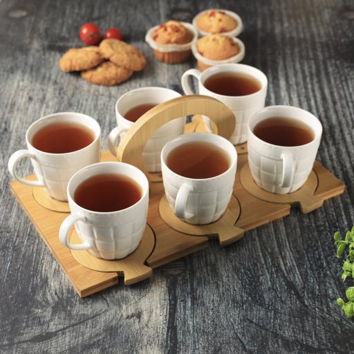 Royalford 260 Ml 13 Pcs Porcelain Tea Set With Stand White