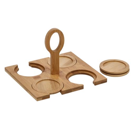 Royalford 300 Ml 9 Pcs Porcelain Coffee Set With Stand White & Beige