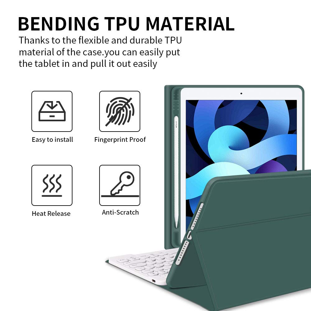 Compatible with iPad 10.2 8th Generation 7th Generation Protective Cover, Stand Protective Cover iPad 10.2 inch Stand Protective Cover (Excluding Keyboard & iPad Pencil))-Dark Green