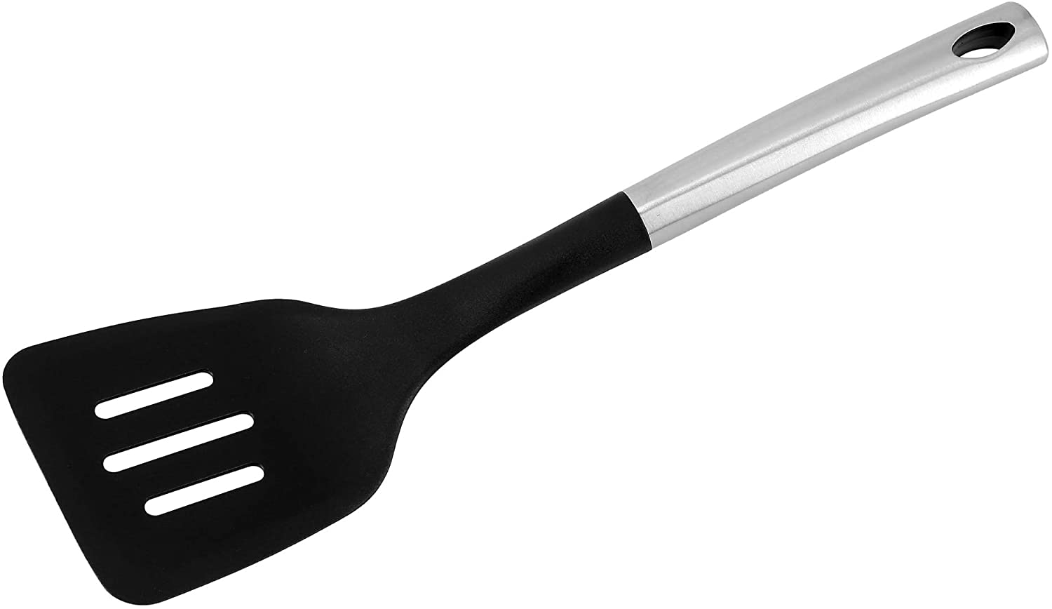 Royalford Nylon Slotted Turner With Steel Handle Black & Silver