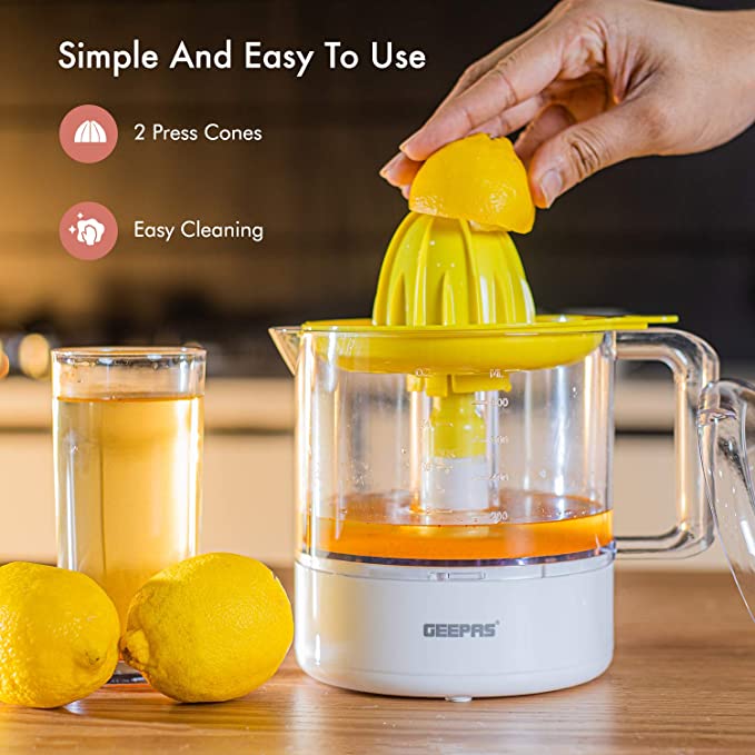 Geepas Citrus Juicer 1.0L Plstc Cup 1x6 | Kitchen Appliances | Halabh.com