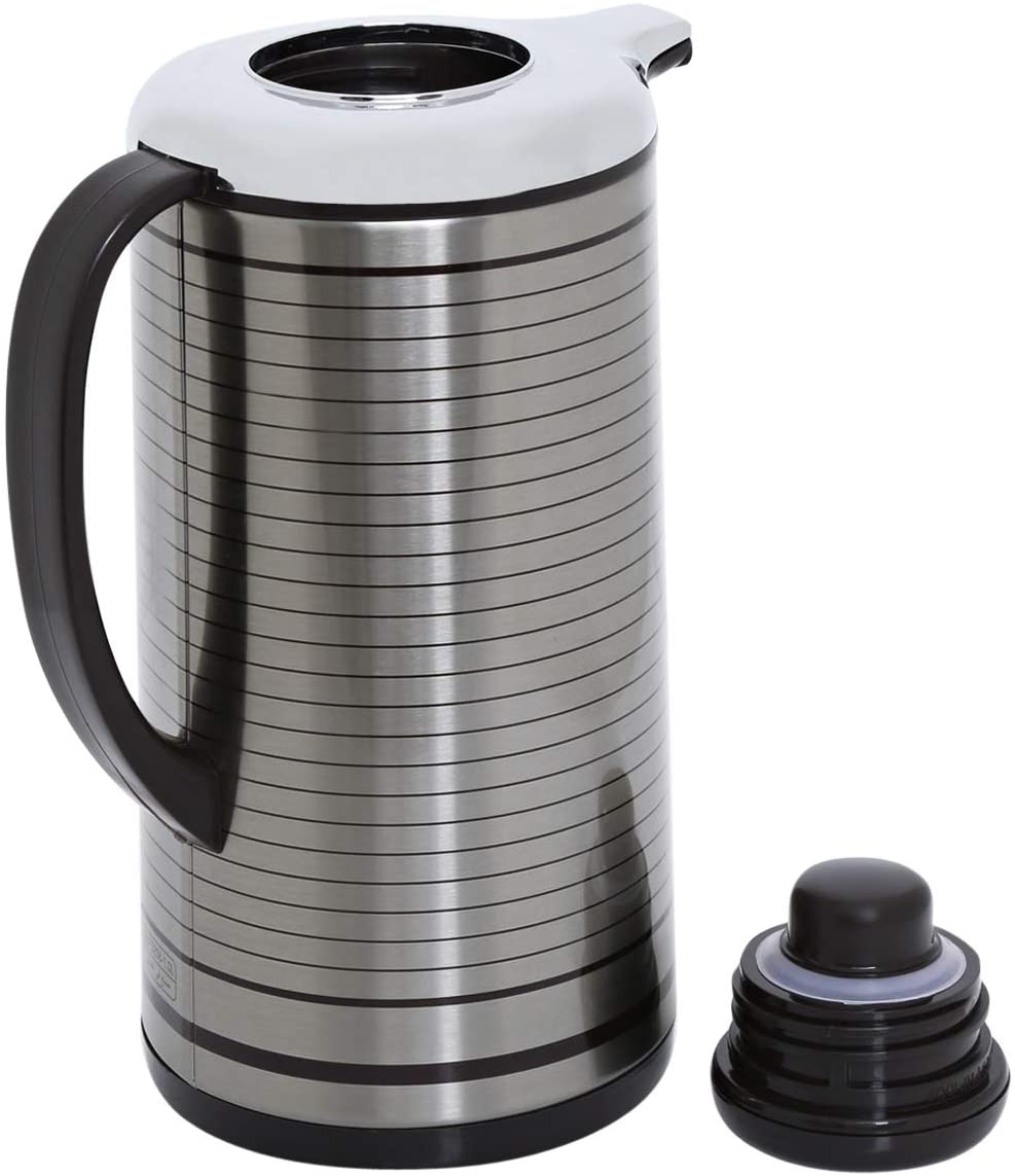 Geepas Stainless Steel Hot and Cold Glass Inner Pot Vacuum Flask Silver