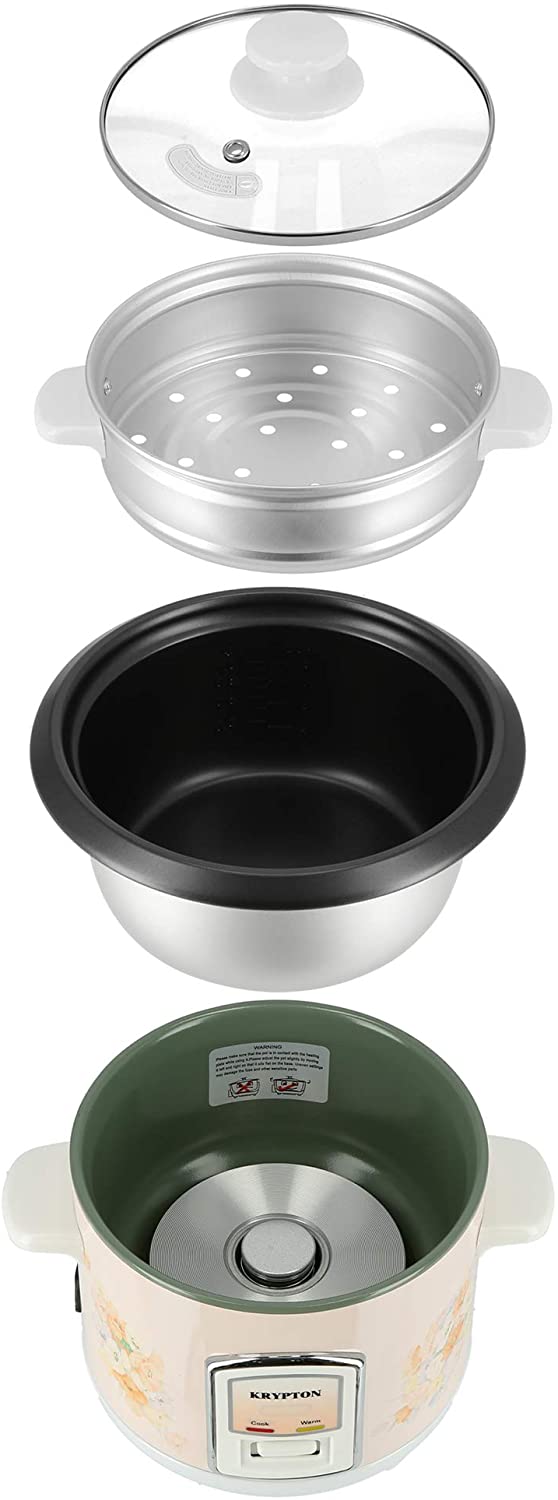 Krypton 0.6L Electric Rice Cooker With Steamer White