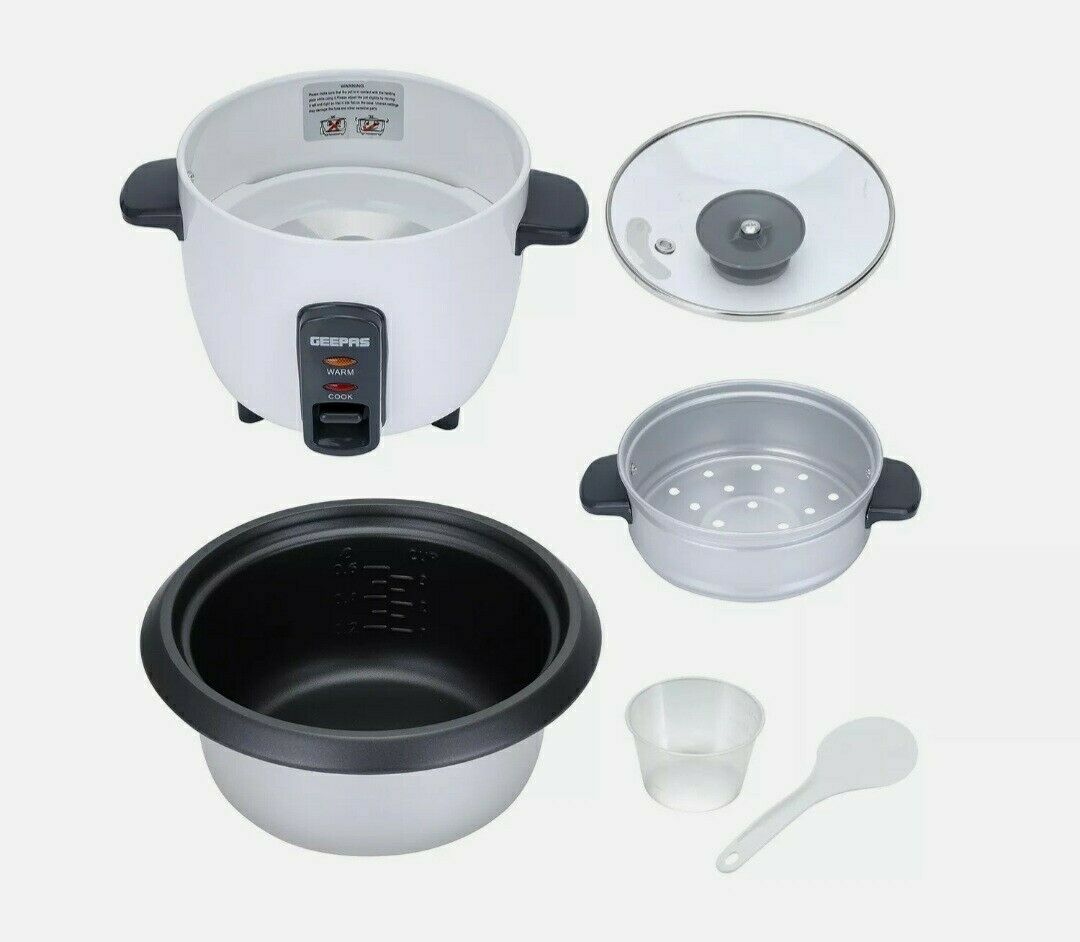 Geepas Automatic 2.2 L Rice Cooker Steamer InnerPot Non Stick Electric Keep Warm